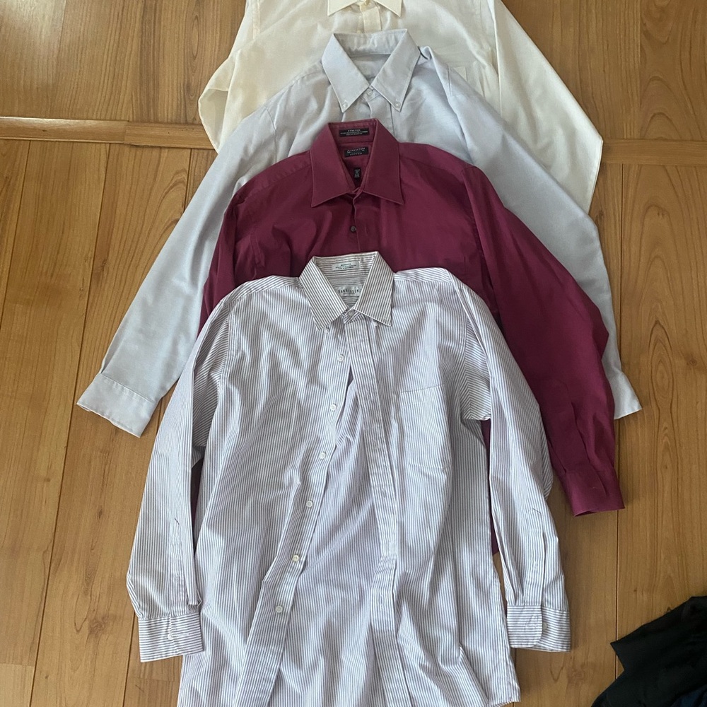 Towncraft Men's Dress Shirts - White, Burgundy, Striped